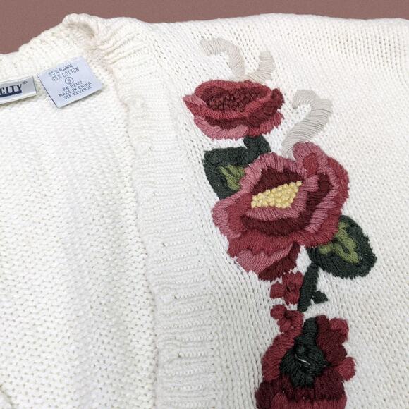 Vintage Floral Grandma Cardigan Oversized Sweater Capacity Size Small - Picture 2 of 4